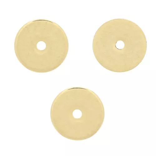 Discos planos perforados lisos de latón estilo Heishi 6 mm Dorado con oro fino x10