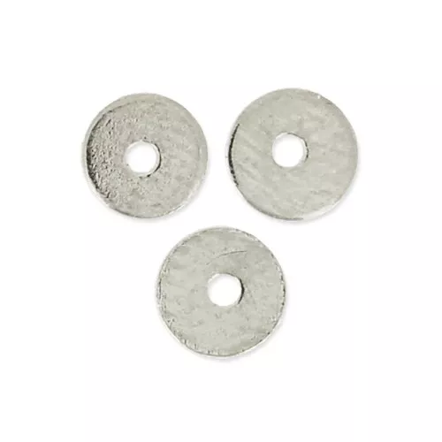 Discos planos perforados lisos de latón estilo Heishi 4 mm Rodio x10