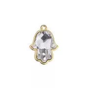 Colgante de resina de mano de Fátima 23 mm - Dorado con oro fino x1