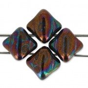 Cuentas de vidrio 2 agujeros Silky Bead Dia 5x5 mm Jet Luster Iris x50