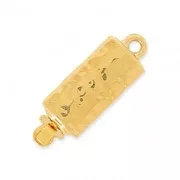 Cierre de clip metal rectángulo martillado 6x18 mm dorado