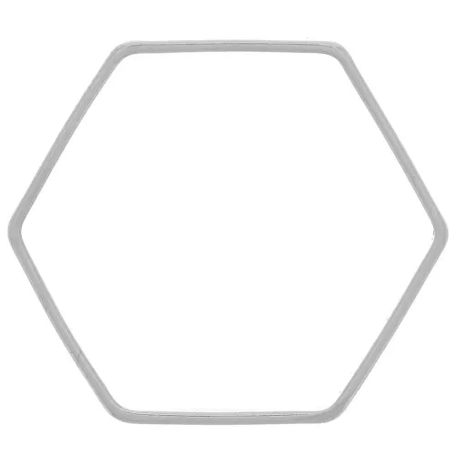 Anilla para montaje y tejido hexágono 18x16 mm de plateado x1