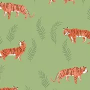 Tela Dear Stella- Pura Vida Shirting - Fern Sleepy Tigers x10cm