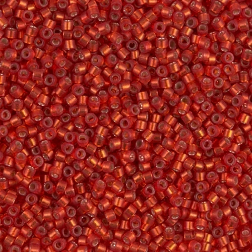 Miyuki Delica 11/0 DB0683 - Dyed Semi-Frosted Silver Lined Red Orange x8g