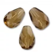 Cuentas en forma de pera facetadas de 10 x 7 mm - Topacio ahumado x20