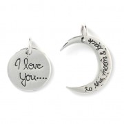 Colgante de 2 partes I love you... to the moon 23 mm de Plata 925 x1|raw }}
