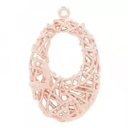 Pendentif en laiton forme ovale avec fil entrelacé 26 mm doré rose HQ