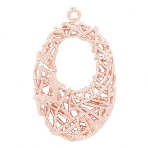 Pendentif en laiton forme ovale avec fil entrelacé 26 mm doré rose HQ