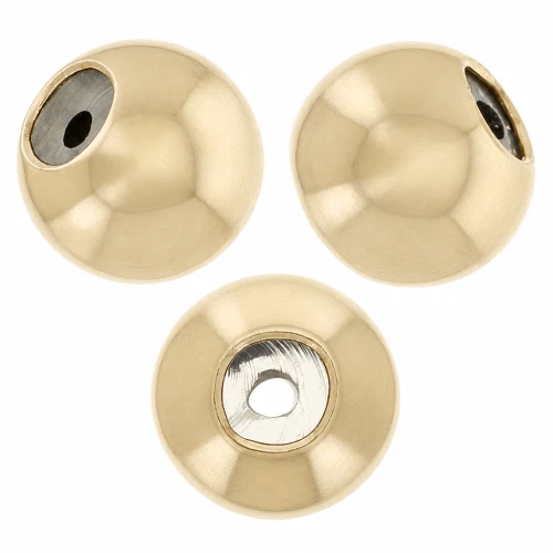 Cuenta pasante stopper bead 3 mm con un agujero de 0.6 mm de Gold Filled x2