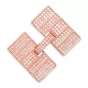 Cierre de clip para reloj/tejido 31x21 mm con strass estilo micro pave dorado rosa