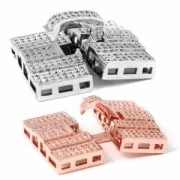 Cierre de clip para reloj/tejido 31x21 mm con strass estilo micro pave dorado rosa