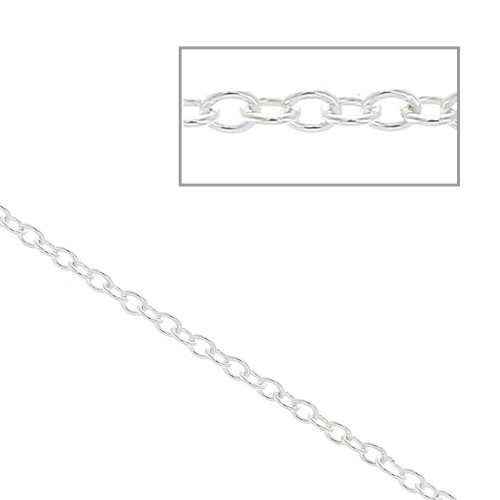 Cadena malla Forçat 1,3 mm de Plata 925 x 1 m