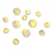 12 perles facettées en bois pour création DIY - 15/20 mm - Jaune Banane