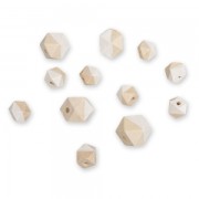 12 perles facettées en bois pour création DIY - 15/20 mm - Blanco|raw }}