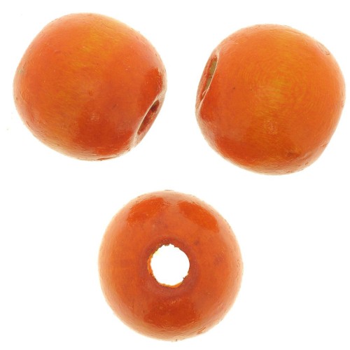 Cuentas redondas gran agujero de madera 18x16 mm Naranja x20 - Perles & Co