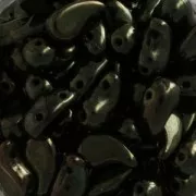 Cuentas de vidrio checa 2 agujeros Zoliduo® Right 5x8mm Jet Green Luster x20