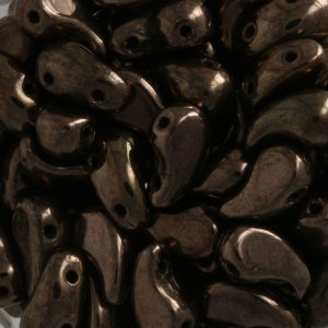 Cuentas de vidrio checa 2 agujeros Zoliduo® Right  5x8mm Gold Bronze x20