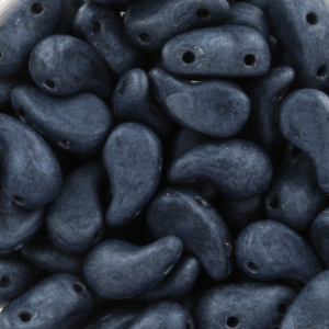 Cuentas de vidrio checa 2 agujeros Zoliduo® Left 5x8mm Jet Hematite Mat x20