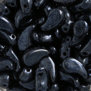 Cuentas de vidrio checa 2 agujeros Zoliduo® Left 5x8mm Jet Hematite x20