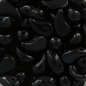 Cuentas de vidrio checa 2 agujeros Zoliduo® Left 5x8mm Jet  x20