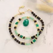 Cuentas arandalas Heishi facetadas 6x3 mm - Azabache x25