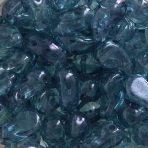 Cuentas de vidrio checa 2 agujeros Zoliduo® Left 5x8mm Luster Tr. Blue x20