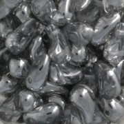 Cuentas de vidrio checa 2 agujeros Zoliduo® Left 5x8mm Crystal/Argent x20