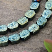 Cuenta Cuenta de Hematite Cabeza de Buda 8.5x7x4 mm Light Green Metallic x1