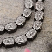 Cuenta Cuenta de Hematite Cabeza de Buda 8.5x7x4 mm Jet Hematite x1