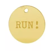 Dije Grabado Run 11 mm de Plata 925 Dorado con oro fino x1
