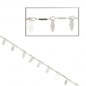 Cadena navette 3x6 mm plateado x 50 cm