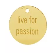 Dije Grabado Live for passion 11 mm de Plata 925 Dorado con oro fino x1