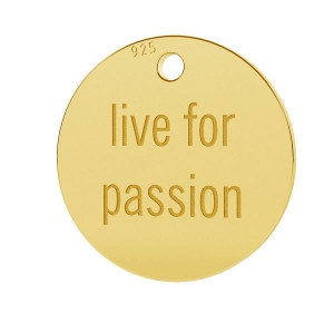 Dije Grabado Live for passion 11 mm de Plata 925 Dorado con oro fino x1