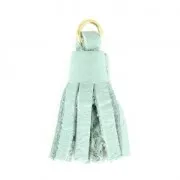 Pompón de cuero 22 mm - Mint - Dorado con oro fino x1