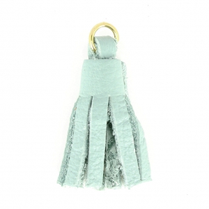 Pompón de cuero 22 mm - Mint - Dorado con oro fino x1