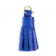 Pompón de cuero 22 mm - Azul oscuro Dorado con oro fino x1