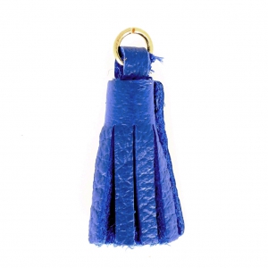 Pompón de cuero 22 mm - Azul oscuro Dorado con oro fino x1