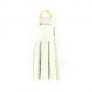 Pompón de cuero 22 mm para la creación o personalización DIY - Blanco/dorado x1