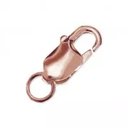 Cierre mosquetón extendido 11 mm de Plata 925 dorado rosa x1