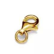 Cierre mosquetón 11 mm de Plata 925 dorado con oro fino x1
