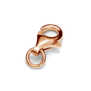 Cierre mosquetón 9 mm de Plata 925 dorado rosa x1