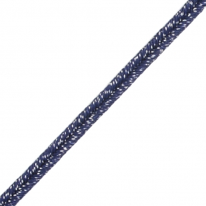 Hilo cordón Soutache metálico Trenza de Fabricación Italiana 3.5 mm Azul Oscuro / Plateado x1m