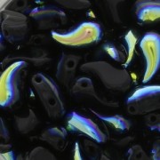 Cuentas de vidrio checa 2 agujeros Zoliduo® Left 5x8mm Jet AB x20|raw }}