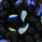 Cuentas de vidrio checa 2 agujeros Zoliduo® Right 5x8mm Jet AB x20|raw }}