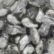 Cuentas de vidrio checa 2 agujeros Zoliduo® Right 5x8mm Crystal/Argent x20