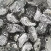 Cuentas de vidrio checa 2 agujeros Zoliduo® Right 5x8mm Crystal/Argent x20