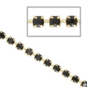 Cadena de latón bruto con strass de cristal tallado 2.10 mm Jet  x50cm|raw }}