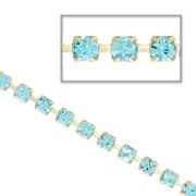 Cadena de latón bruto con strass de cristal tallado 2.10 mm Aquamarine x50cm|raw }}