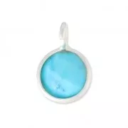 Dije redondo facetado 6.9 mm Plata 925 /Turquesa x1