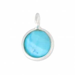 Dije redondo facetado 6.9 mm Plata 925 /Turquesa x1